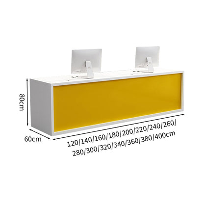 Reception counter Entrance Office reception With front panel With cylinder lock With wiring hole With drawer Simple White Customizable JDT-M-121 