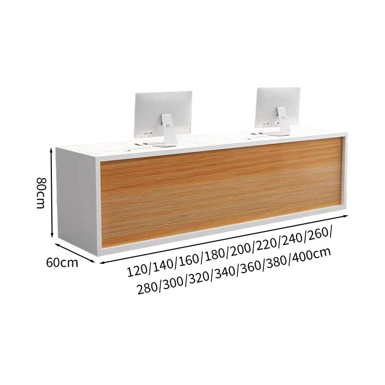 Reception counter Entrance Office reception With front panel With cylinder lock With wiring hole With drawer Simple White Customizable JDT-M-121 