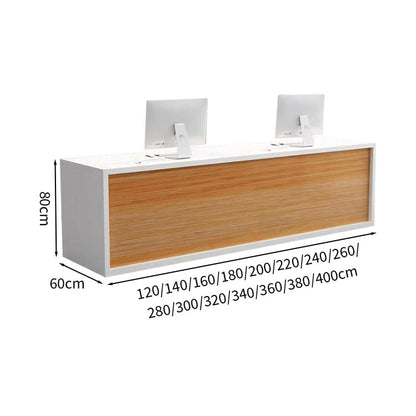 Reception counter Entrance Office reception With front panel With cylinder lock With wiring hole With drawer Simple White Customizable JDT-M-121 