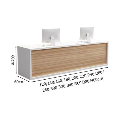 Reception counter Entrance Office reception With front panel With cylinder lock With wiring hole With drawer Simple White Customizable JDT-M-121 