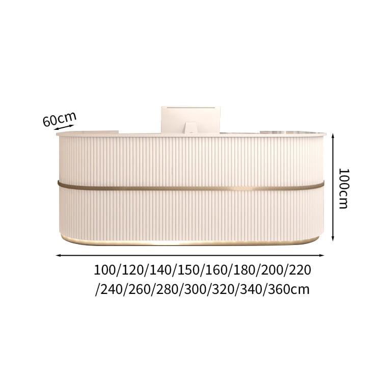 Entrance reception desk, cash register, louver-like decoration, baked varnish coating, logo can be added, long-lasting, casual, khaki, customizable, RD-A57 