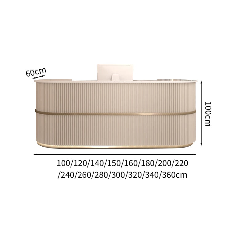 Entrance reception desk, cash register, louver-like decoration, baked varnish coating, logo can be added, long-lasting, casual, khaki, customizable, RD-A57 