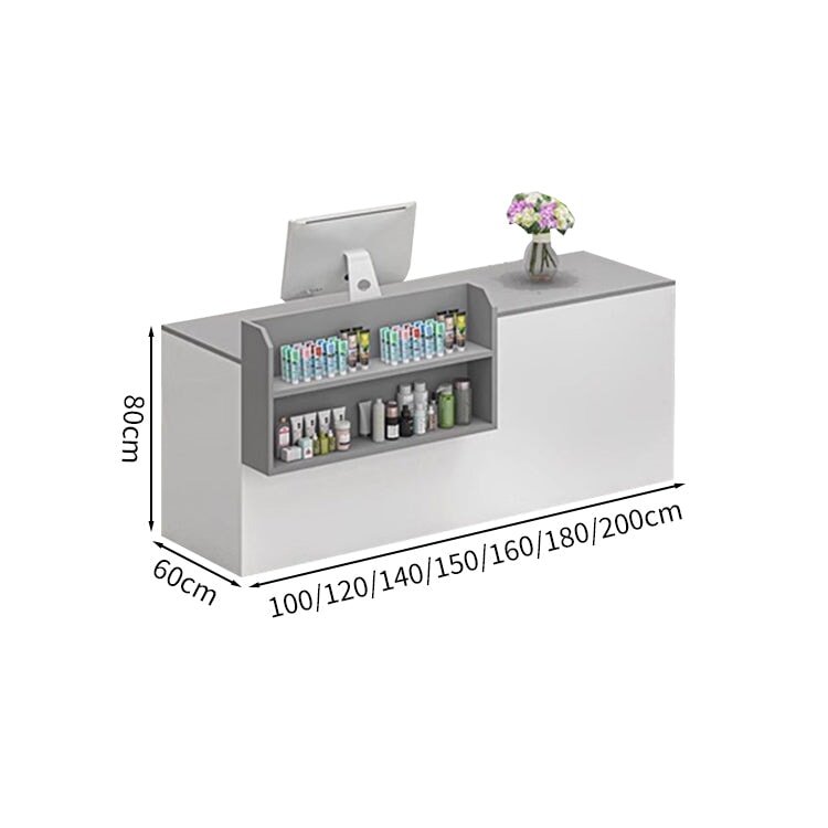 Reception counter, reception desk, cash register, with storage, counter, shelf, LED, large capacity, simple, white, customizable, RD-A53 