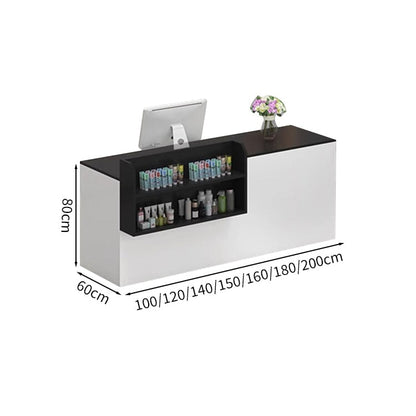 Reception counter, reception desk, cash register, counter with storage, shelf, LED, large capacity, simple, white, customizable JDT-M103 