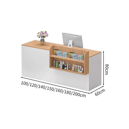 Reception counter, reception desk, cash register, counter with storage, shelf, LED, large capacity, simple, white, customizable JDT-M103 