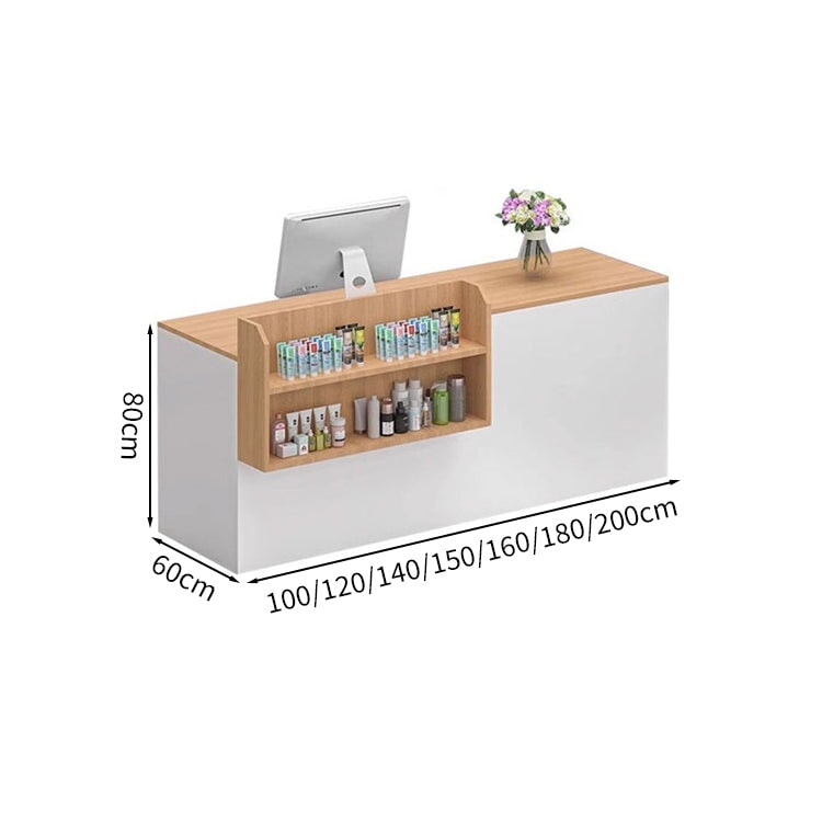 Reception counter, reception desk, cash register, with storage, counter, shelf, LED, large capacity, simple, white, customizable, RD-A53 