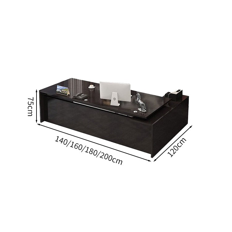 Executive Desk, President's Desk, Work Desk, Wood Grain, Door, Printer Storage, Wiring Hole, Wide Top, Simple, Black, ED-A6 