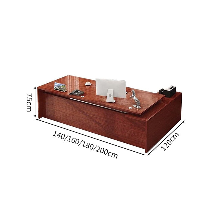 Executive Desk, President's Desk, Work Desk, Wood Grain, Door, Printer Storage, Wiring Hole, Wide Top, Simple, Black, ED-A6 