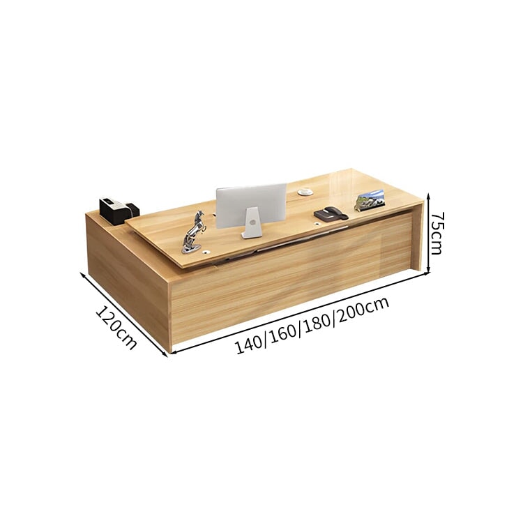 Executive Desk, President's Desk, Work Desk, Wood Grain, Door, Printer Storage, Wiring Hole, Wide Top, Simple, Black, ED-A6 