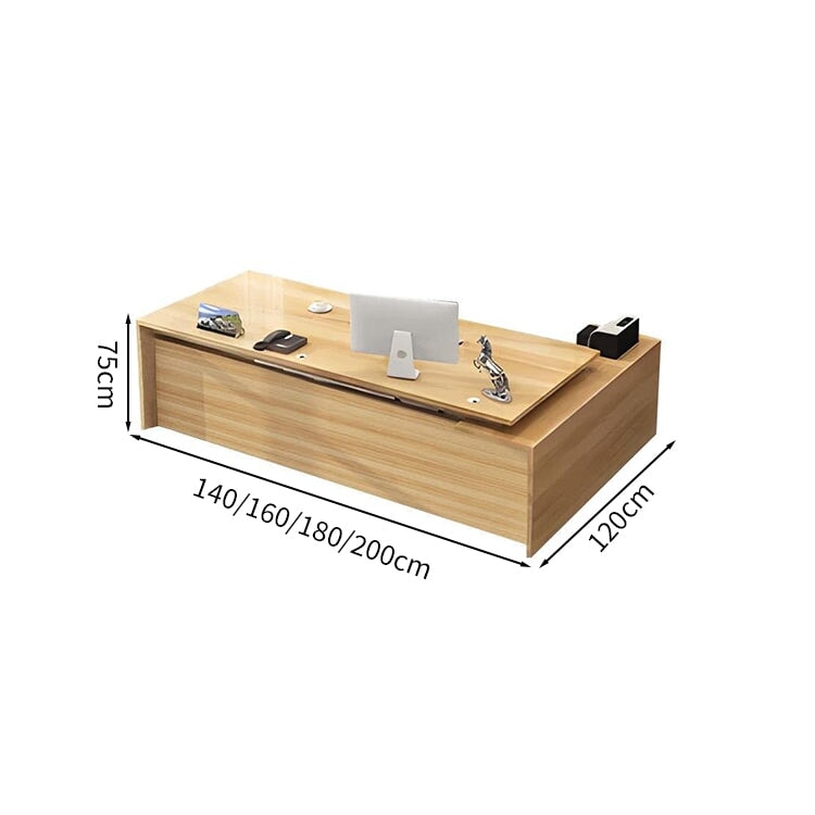 Executive Desk, President's Desk, Work Desk, Wood Grain, Door, Printer Storage, Wiring Hole, Wide Top, Simple, Black, ED-A6 
