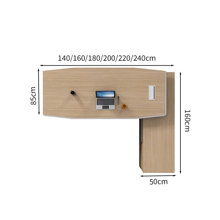 Executive desk, work desk, office desk, president's desk, boat-shaped top, wiring box, combination lock, storage with door, PC storage, simple, natural LBZ-M-089 