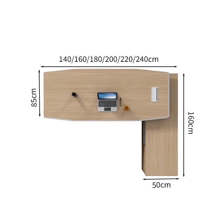 Executive desk, work desk, office desk, president's desk, boat-shaped top, wiring box, combination lock, storage with door, PC storage, simple, natural, ED-A12 