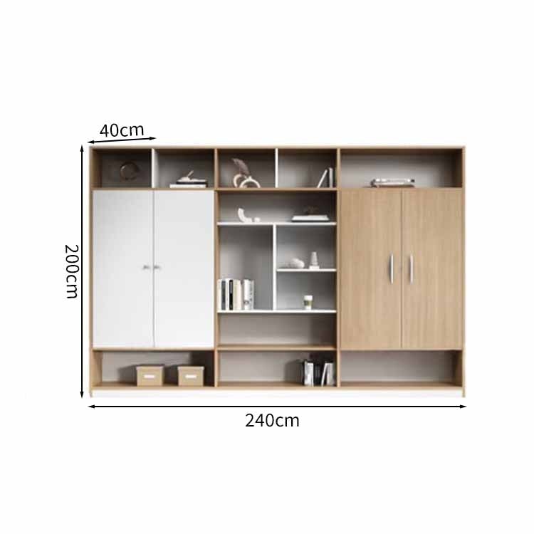 Executive desk, work desk, office desk, president's desk, boat-shaped top, wiring box, combination lock, storage with door, PC storage, simple, natural LBZ-M-089 