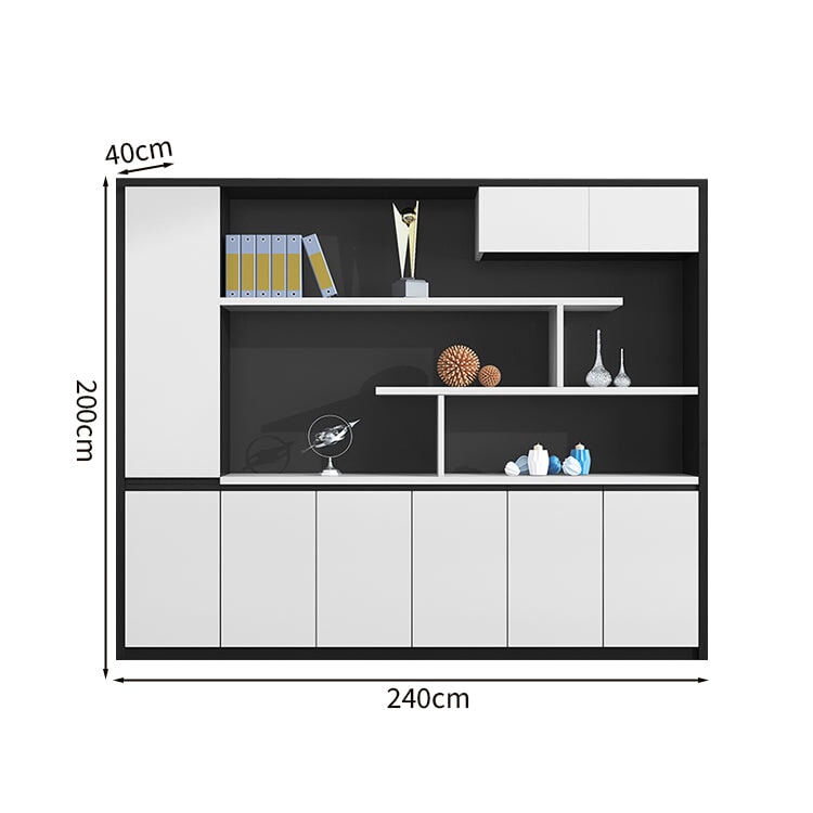 Executive Desk, Stylish, Executive Desk, President Desk, Simple and Modern, Side Cabinet, Melamine Veneer, PC Vent, Wiring Box, Classified Storage, White, Customizable, LBZ-M025 