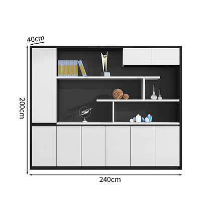 Executive Desk, Stylish, Executive Desk, President Desk, Simple and Modern, Side Cabinet, Melamine Veneer, PC Vent, Wiring Box, Classified Storage, White, Customizable, LBZ-M025 