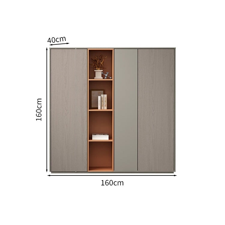 Office Table, Office Desk, Executive Desk, President Desk, Steel Legs, V-Shaped Structure, Skirting Board, Side Cabinet, Melamine Laminated Board, Multi-Purpose Tabletop Outlet, Gray, Customizable, ED-A15 