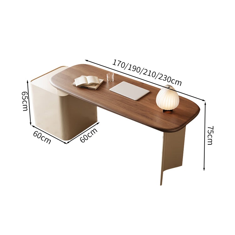 Office desk, office table, president's desk, office desk, side cabinet, drawer, outlet, spacious, for study, modern, brown, LBZ-M051 