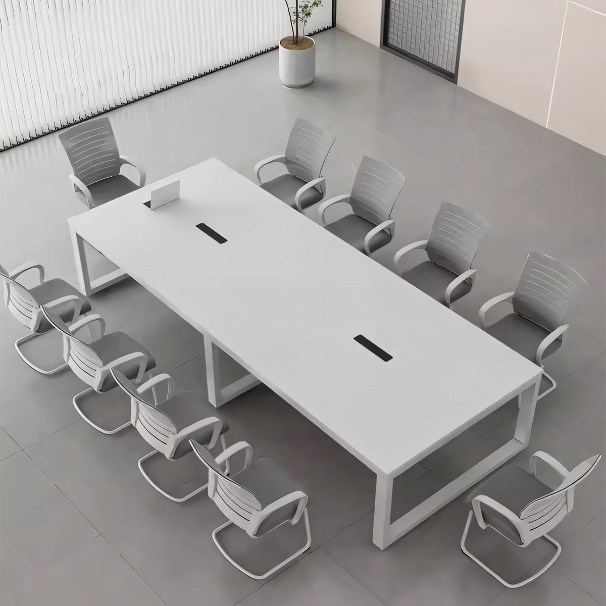 Table Conference Table Meeting Table Conference Use Eco Board Stable Water Resistant Metal Frame Minimal Off-White Customizable MT-A39