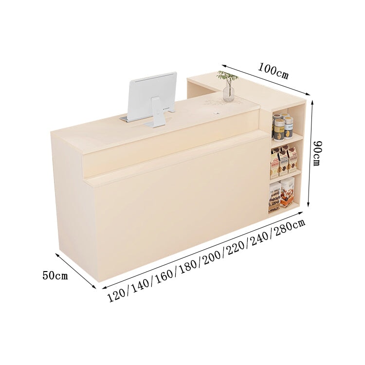 Reception counter, reception desk, cash register, storage, counter, shelf, large capacity, simple, warm, beige, customizable, RD-A2