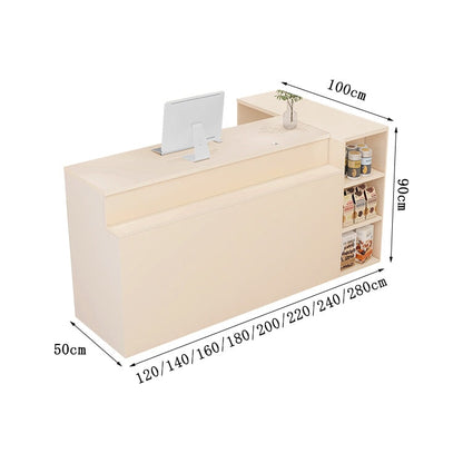 Reception counter, reception desk, cash register, storage, counter, shelf, large capacity, simple, warm, beige, customizable, RD-A2