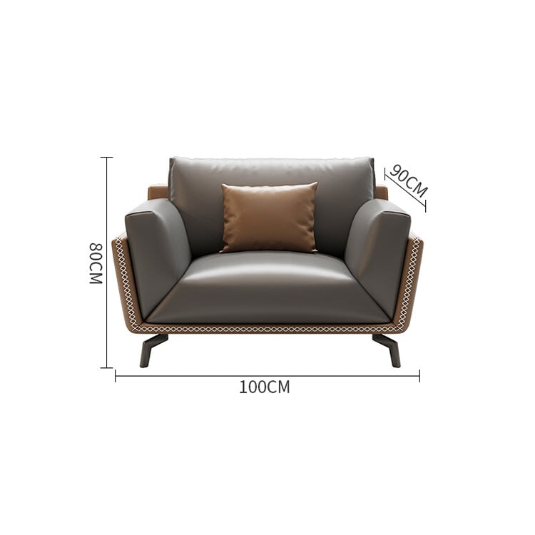 Reception sofa, sofa, office sofa, reception sofa, waiting room, reception room, 2-seater, modern, PU leather, natural wood frame, latex, durable, gray, customizable, OS-A16 