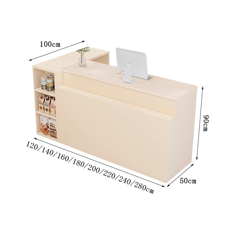 Reception counter, reception desk, cash register, storage, counter, shelf, large capacity, simple, warm, beige, customizable, RD-A2