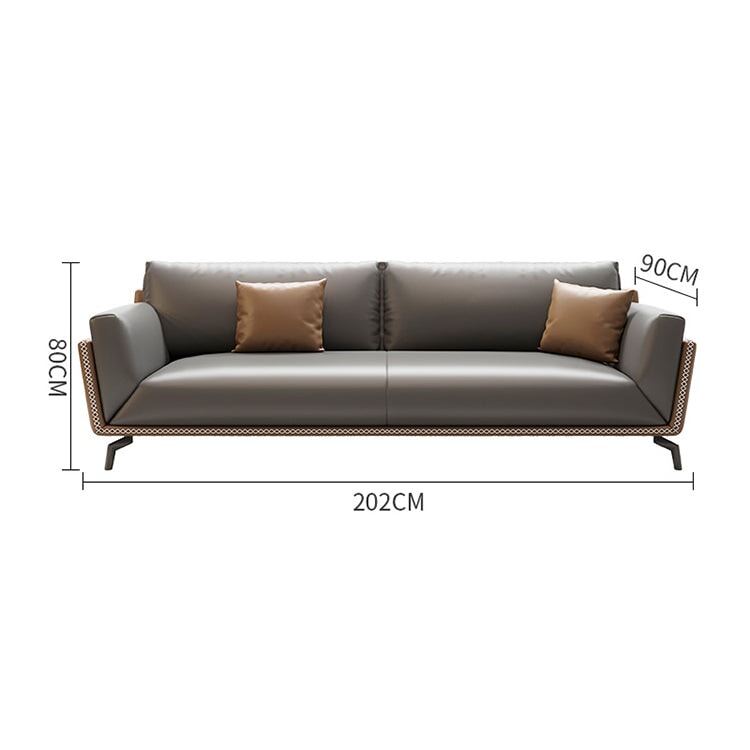 Reception sofa, sofa, office sofa, reception sofa, waiting room, reception room, 2-seater, modern, PU leather, natural wood frame, latex, durable, gray, customizable, OS-A16 