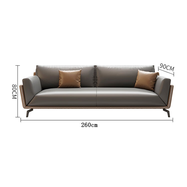 Reception sofa, sofa, office sofa, reception sofa, waiting room, reception room, 2-seater, modern, PU leather, natural wood frame, latex, durable, gray, customizable, OS-A16 
