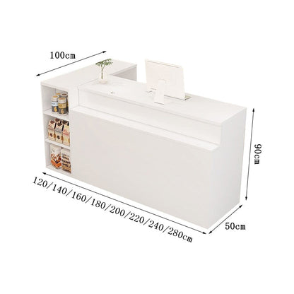 Reception counter, reception desk, cash register, storage, counter, shelf, large capacity, simple, warm, beige, customizable, RD-A2