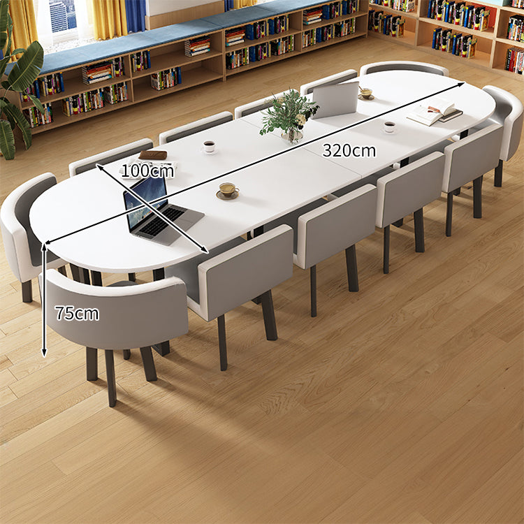 R-finish carbon steel frame wide tabletop marble pattern table conference table chair set high-resilience urethane soft simple high-quality white customizable MT-A20