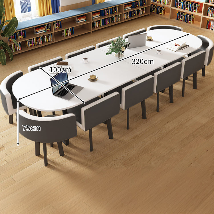 R-finish carbon steel frame wide tabletop marble pattern table conference table chair set high-resilience urethane soft simple high-quality white customizable MT-A20