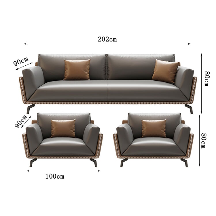 Reception sofa, sofa, office sofa, reception sofa, waiting room, reception room, 2-seater, modern, PU leather, natural wood frame, latex, durable, gray, customizable, OS-A16 