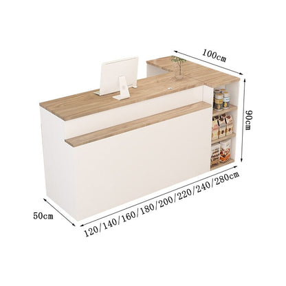 Reception counter, reception desk, cash register, storage, counter, shelf, large capacity, simple, warm, beige, customizable, RD-A2