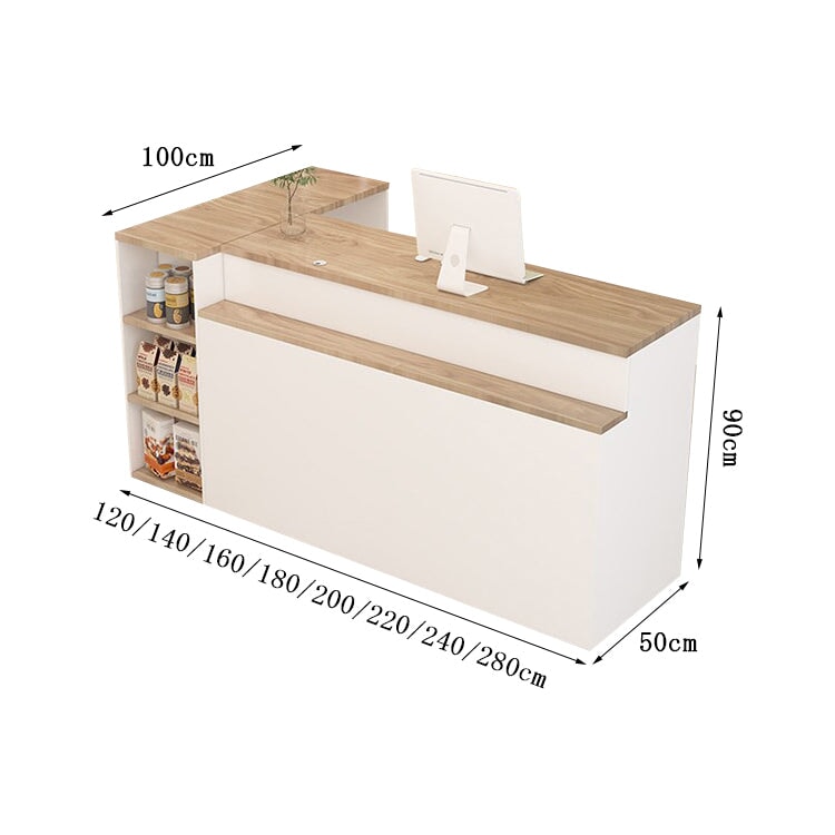 Reception counter, reception desk, cash register, storage, counter, shelf, large capacity, simple, warm, beige, customizable, RD-A2