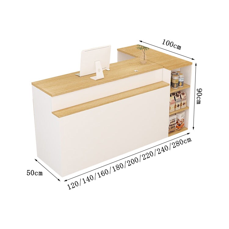 Reception counter, reception desk, cash register, storage, counter, shelf, large capacity, simple, warm, beige, customizable, RD-A2