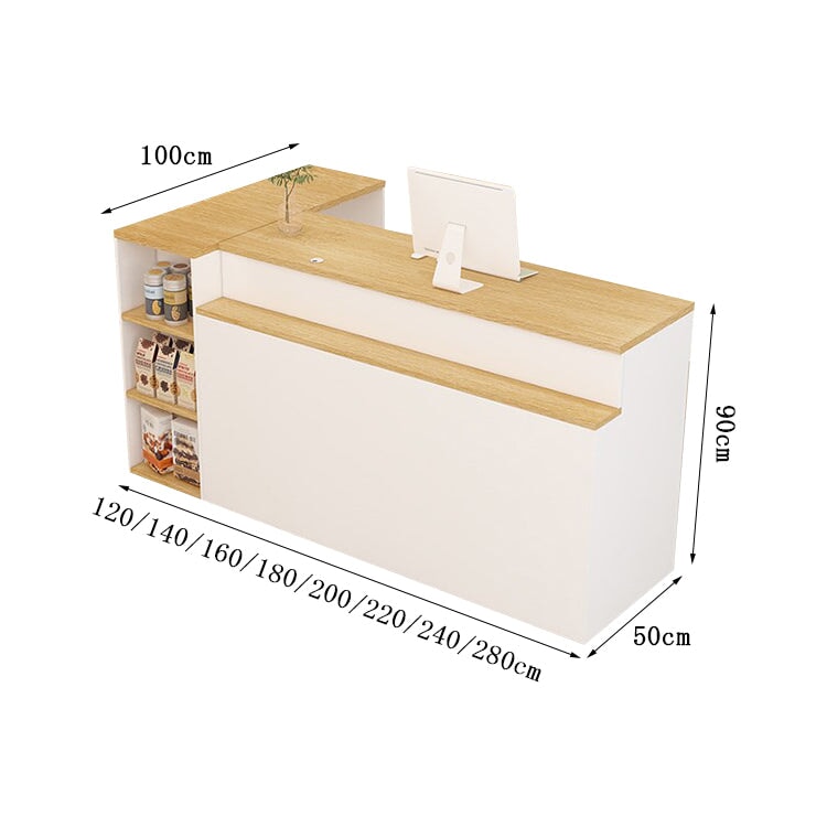 Reception counter, reception desk, cash register, storage, counter, shelf, large capacity, simple, warm, beige, customizable, RD-A2