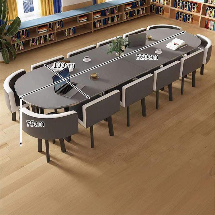 R-finish carbon steel frame wide tabletop marble pattern table conference table chair set high-resilience urethane soft simple high-quality white customizable MT-A20