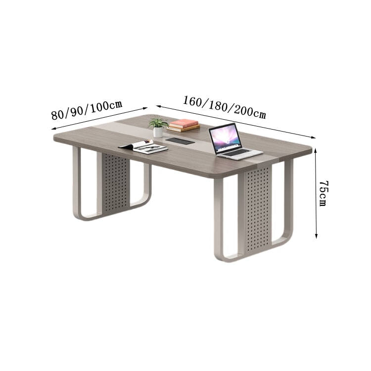 Conference table, work desk, office desk, with outlet, wiring box, heavy duty, modern, steel, beige gray, customizable, MT-A8 