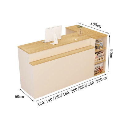 Reception counter, reception desk, cash register, storage, counter, shelf, large capacity, simple, warm, beige, customizable, RD-A2