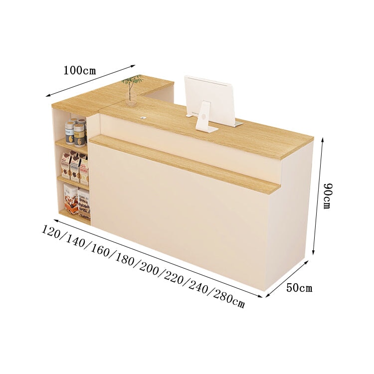 Reception counter, reception desk, cash register, storage, counter, shelf, large capacity, simple, warm, beige, customizable, RD-A2