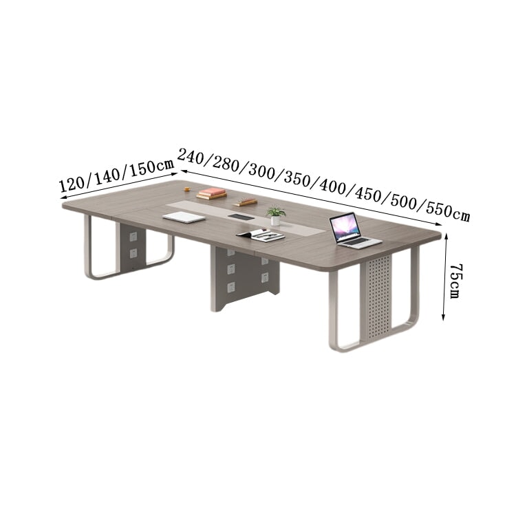 Conference table, work desk, office desk, with outlet, wiring box, heavy duty, modern, steel, beige gray, customizable, MT-A8 