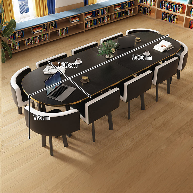 R-finish carbon steel frame wide tabletop marble pattern table conference table chair set high-resilience urethane soft simple high-quality white customizable MT-A20