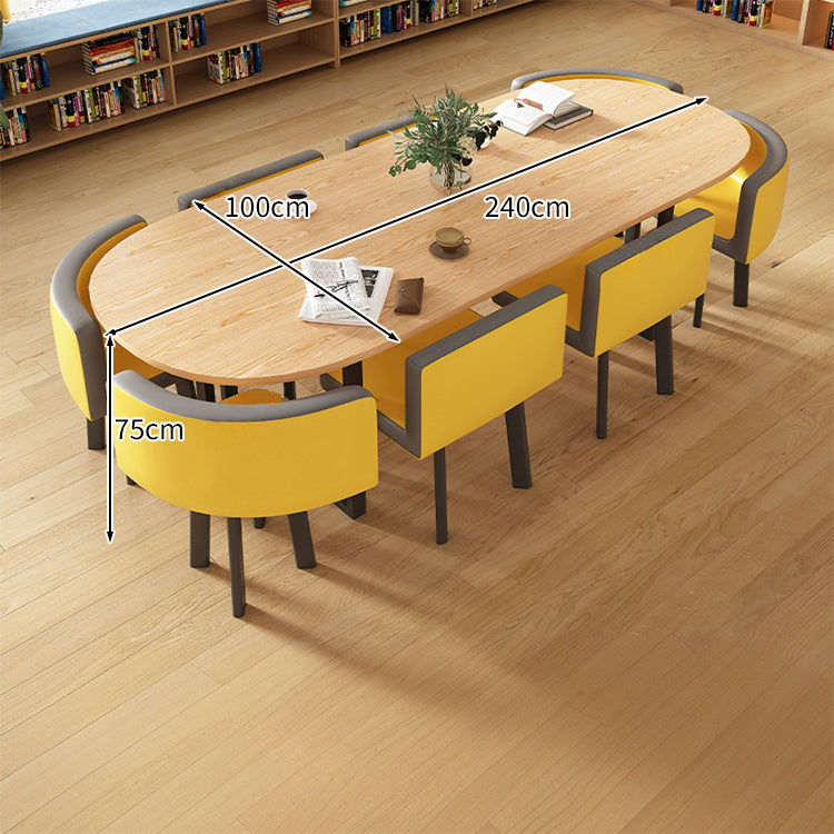 R-finish carbon steel frame wide tabletop marble pattern table conference table chair set high-resilience urethane soft simple high-quality white customizable MT-A20