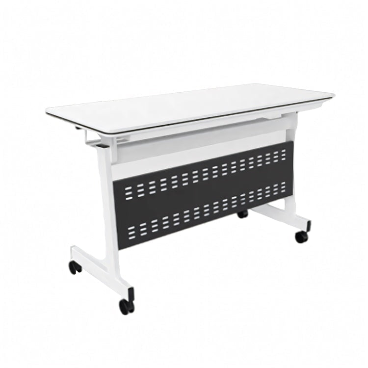 With back panel, space-saving storage, casters, storage, training table, parallel stacking table, long desk, simple, white, customizable, MT-A24