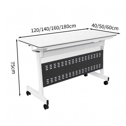 With back panel, space-saving storage, casters, storage, training table, parallel stacking table, long desk, simple, white, customizable, MT-A24