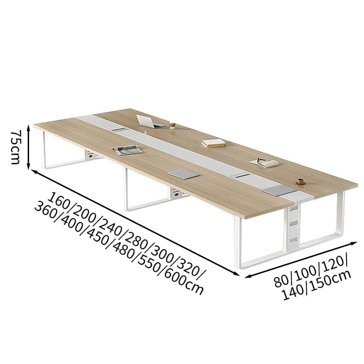 Steel Frame Conference Desk Conference Table Meeting Table Rectangular Table Office Desk Long Table Simple Natural Customizable MT-A22