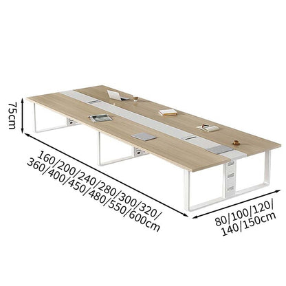 Steel Frame Conference Desk Conference Table Meeting Table Rectangular Table Office Desk Long Table Simple Natural Customizable MT-A22